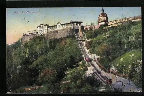 AK Graz, Blick zur Schlossbergbahn