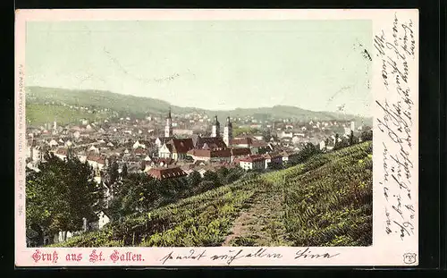 AK St. Gallen, Totalansicht von einem Feldweg aus