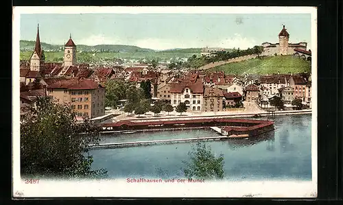 AK Schaffhausen, Ortsansicht und der Munot