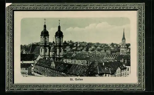 AK St. Gallen, Ortsansicht aus der Vogelschau