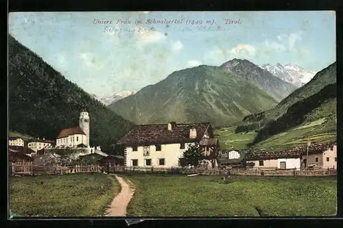 AK Unser Frau im Schnalsertal, Ortsansicht mit dem Gebirge