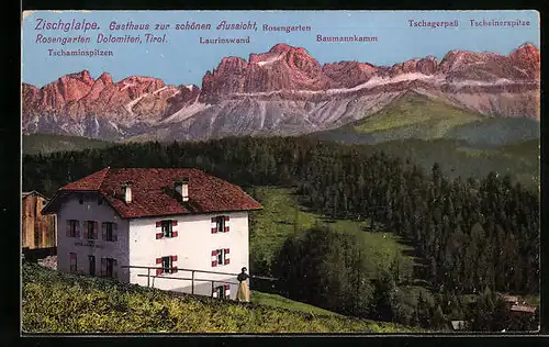 AK Zischglalpe, Gasthaus zur schönen Aussicht