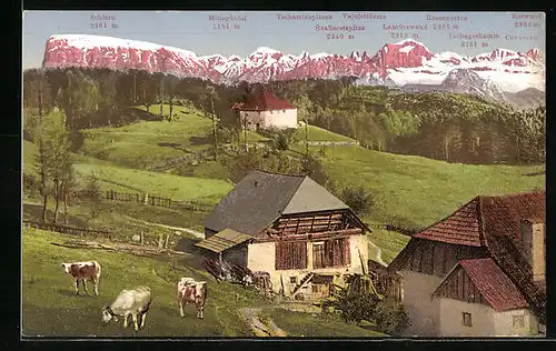 AK Oberbozen, Ritten Panorama v. Wolfsgrube a. Schlern und Rosengarten