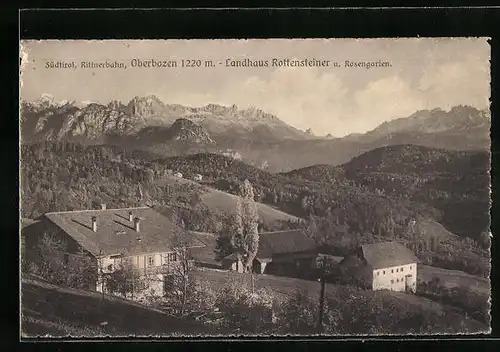 AK Oberbozen, Rittnerbahn - Landhaus Rottensteiner und Rosengarten