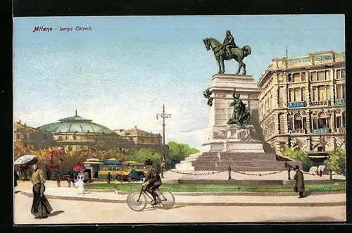Künstler-AK Milano, Largo Cairoli