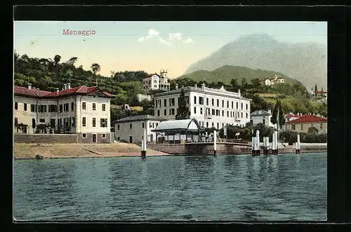 AK Menaggio, Ortspartie vom Wasser aus gesehen