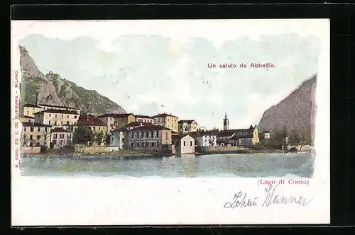 AK Abbadia /Lago di Como, Ortsansicht vom See aus