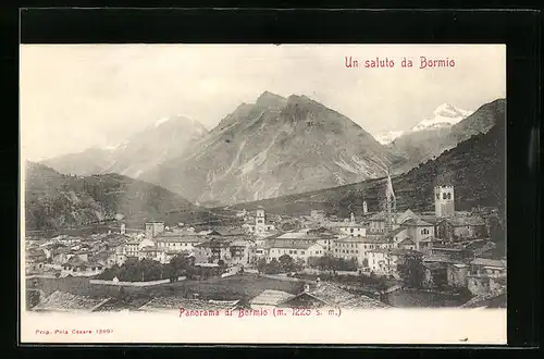 AK Bormio, Panorama aus der Vogelschau