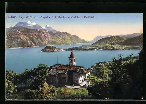 AK Lago di Como, Capella di S. Martino e Veduta di Bellagio