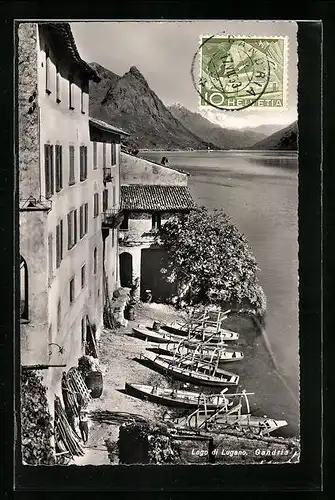 AK Gandria, Uferpartie mit Booten