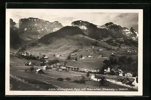 AK Weissbad, Panorama mit Marwies, Ebenalp und Oehrli