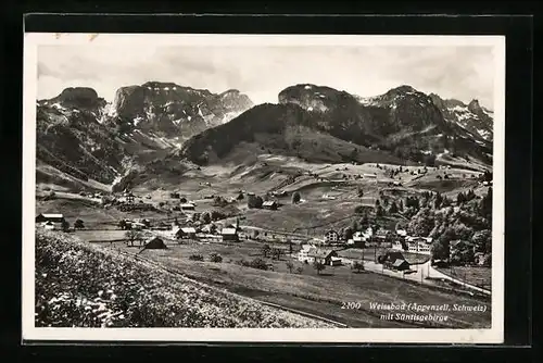 AK Weissbad, Panorama mit Säntisgebirge