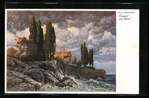 Künstler-AK Hermann Rüdisühli: Tempel am Meer
