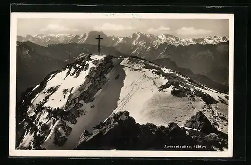 AK Zwieselspitze mit Gipfelkreuz