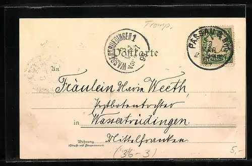 AK Überraschung, Mann und Frau mit Trompete