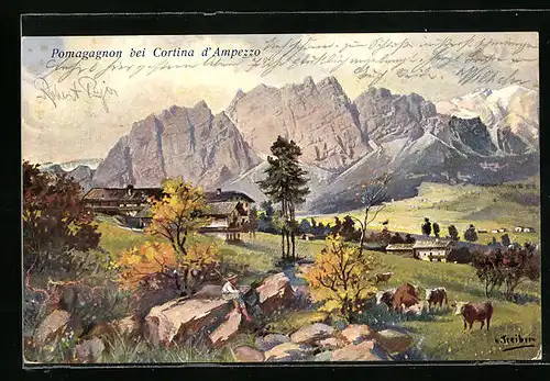 Künstler-AK Hans Treiber: Pomagagnon, Panorama