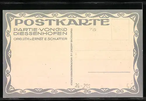 Künstler-AK Ernst E. Schlatter: Diessenhofen, Uferpartie