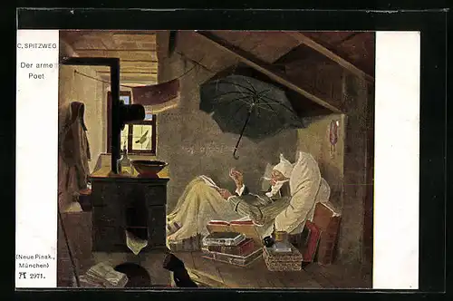 Künstler-AK Carl Spitzweg: Der arme Poet