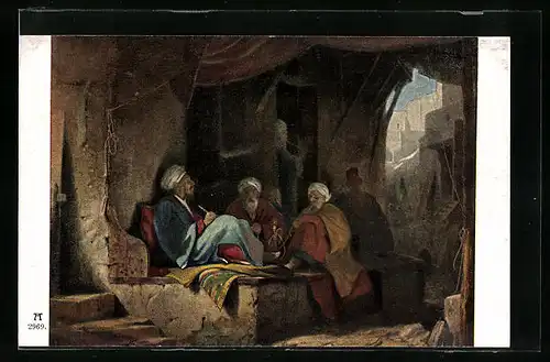 Künstler-AK Carl Spitzweg: Türken im Kafeehause