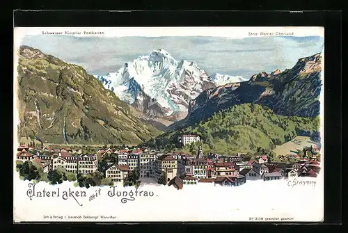 Künstler-AK C. Steinmann Nr. 2138: Interlaken, Teilansicht mit Jungfrau