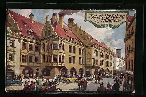 Künstler-AK Fritz Quidenus: München, Münchner Hofbräuhaus