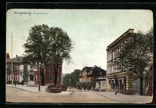 AK Pinneberg, Strasse Dingstätte mit Denkmal