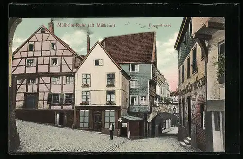 AK Mülheim-Ruhr, Bogenstrasse mit Geschäften