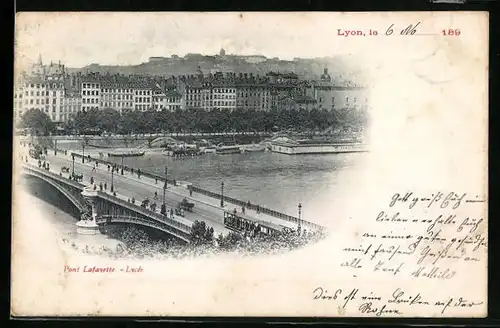 AK Lyon, Pont Lafayette & Lycée, Strassenbahn