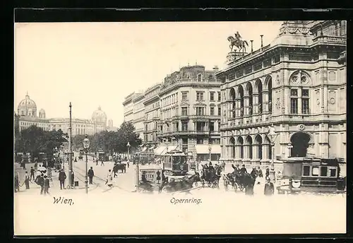 AK Wien, Strasse Opernring mit Strassenbahn