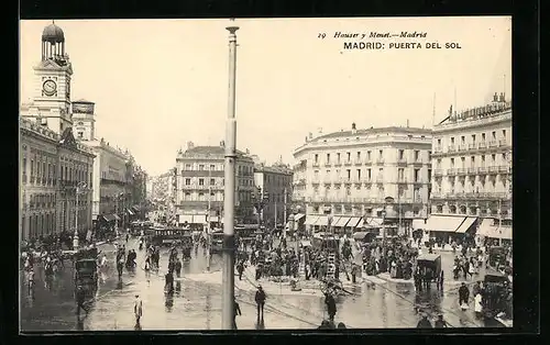 AK Madrid, Puerta del Sol, Strassenbahn