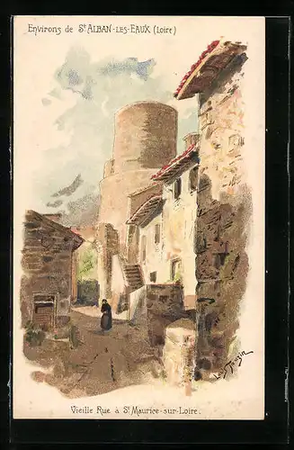 Künstler-AK sign. Louis Tauzin: St Maurice-sur-Loire, Vieille Rue, Strassenpartie