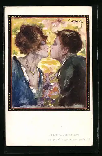 Künstler-AK sign. Snam: Herr küsst eine Dame