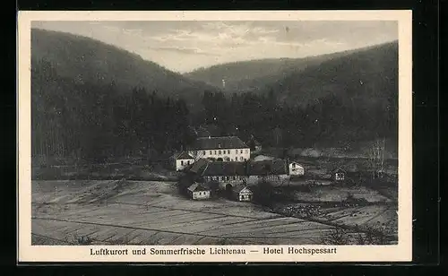 AK Lichtenau, Hotel Hochspessart aus der Vogelschau