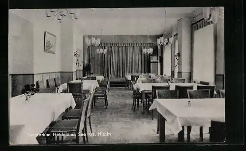 AK See, Sanatorium Heideland, in der Gaststube