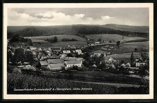 AK Cunnersdorf /sächs. Schweiz, Totalansicht aus der Vogelschau