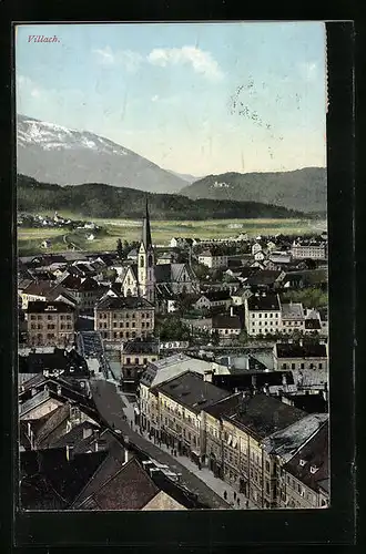 AK Villach, Teilansicht mit Blick ins Land