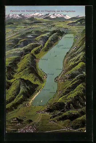 AK Ossiach, Ossiacher See und Umgebung aus der Vogelschau