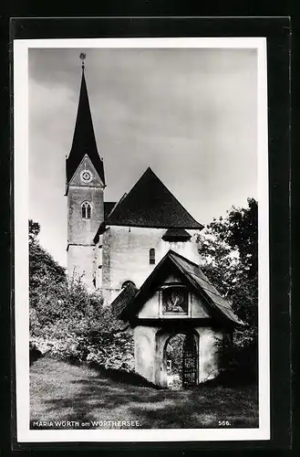 AK Maria Wörth am Wörthersee, Kirche mit Eingang zum Friedhof