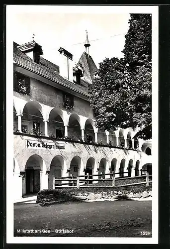 AK Millstatt am See, Stiftshof mit Post- und Telegrafenamt
