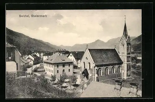 AK Selztal, Strassenpartie mit Kirche