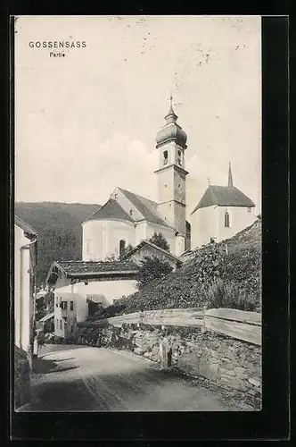 AK Gossensass, Ortspartie mit Kirche