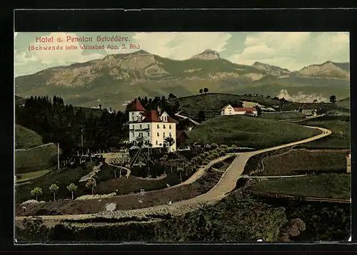 AK Schwende, Hotel Belvédère mit Blick auf Schwende