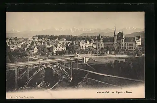 AK Bern, Kirchenfeld mit Alpen