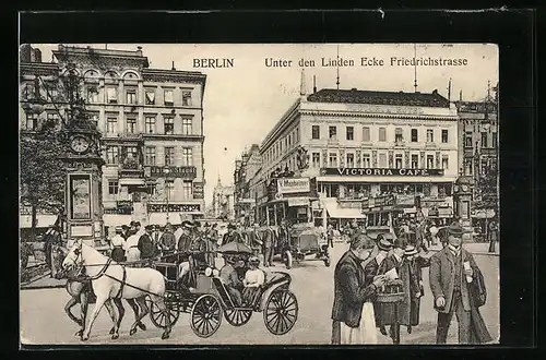 AK Berlin, Unter den Linden mit Victoria Café