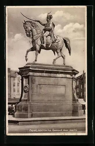 AK Zagreb, Jelacicev trg. Spomenik bana Jelacica