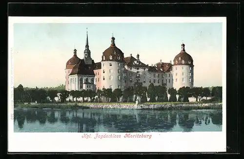AK Moritzburg, Teilansicht mit Kgl. Jagdschloss