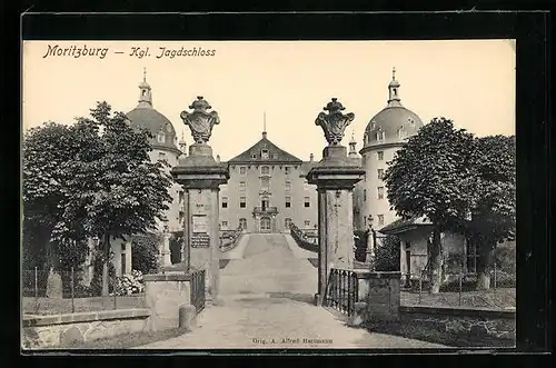 AK Moritzburg, Eingang zum Kgl. Jagdschloss