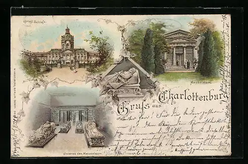 Lithographie Berlin-Charlottenburg, Königliches Schloss, Mausoleum, Innenansicht