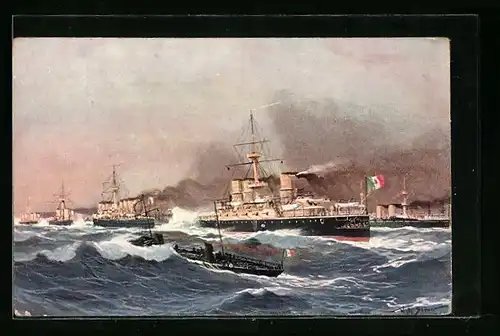 Künstler-AK Willy Stoewer: Kriegsschiff der italienischen Marine