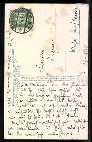 Künstler-AK Castelli: Mädchen mit Tannenzweigen im Korb, Neujahrsgruss